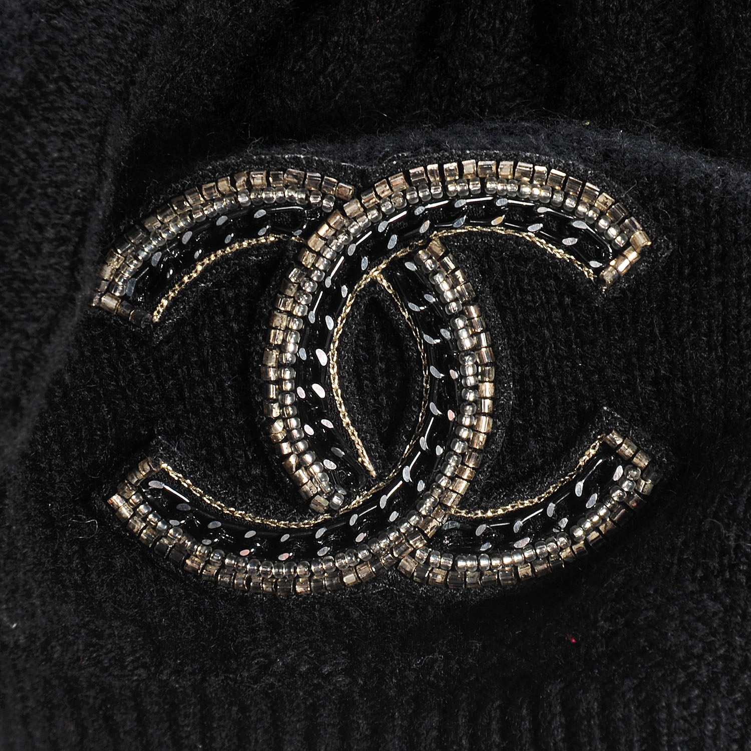 Chanel Cashmere Chain CC Beanie Black 6 of 7