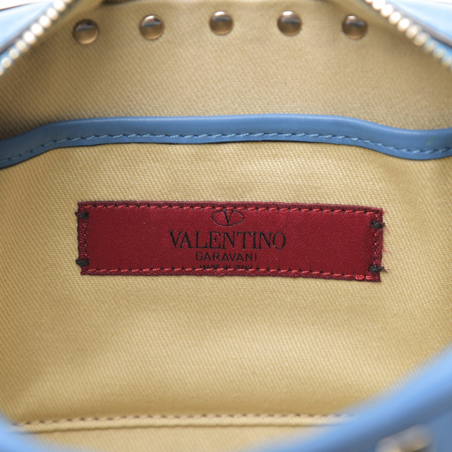 Calfskin Rockstud Camera Crossbody Bag Light Blue
