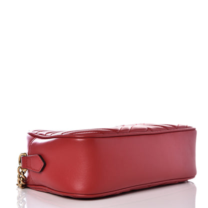 Gucci Calfskin Matelasse Small GG Marmont Chain Shoulder Bag Hibiscus Red 3 of 11