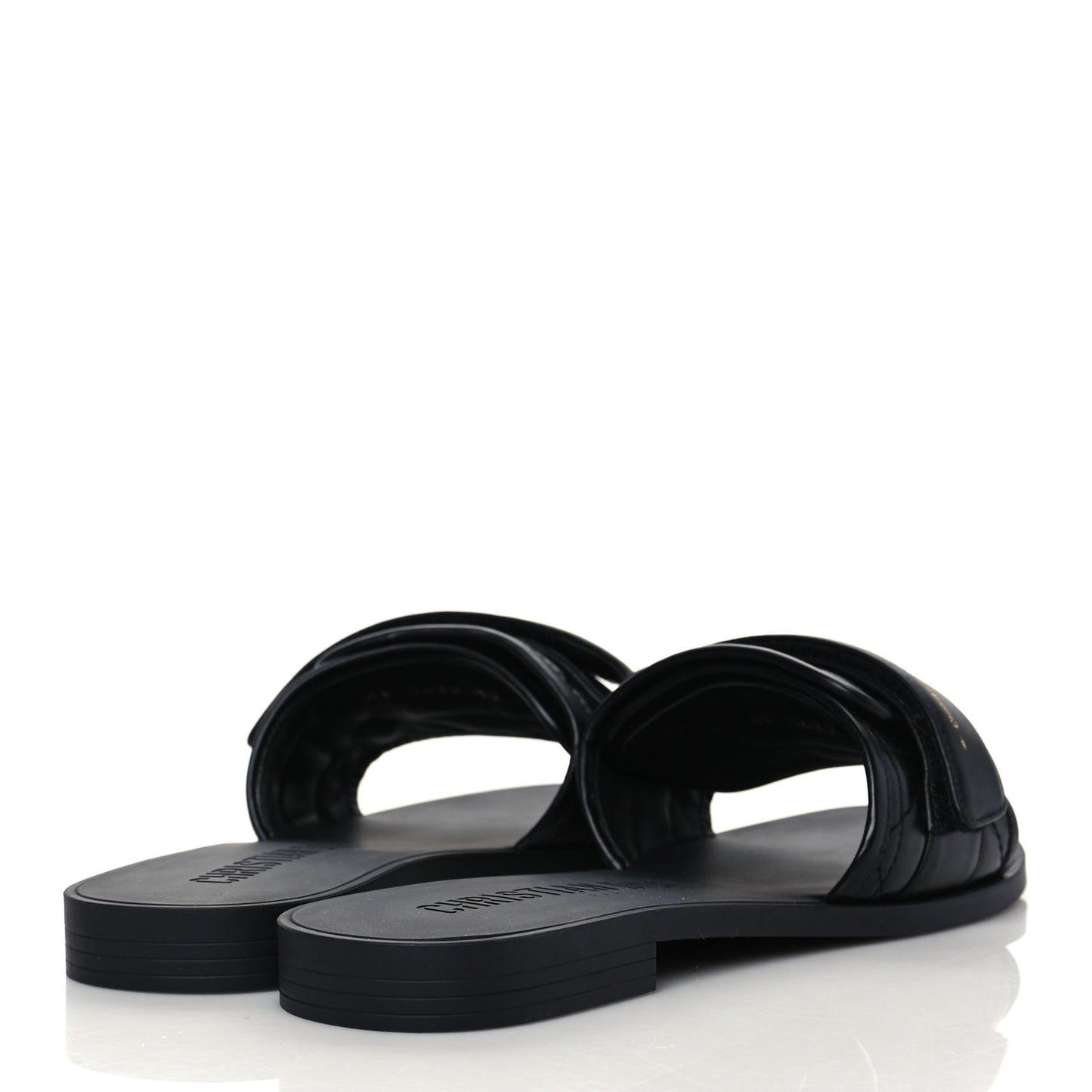 Calfskin Cannage Dio(r)evolution Slide Sandals 39 Black