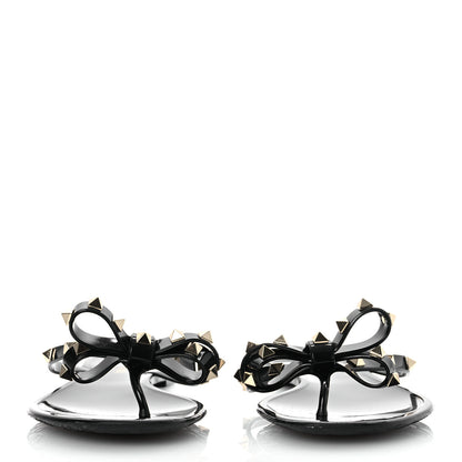 Valentino Garavani PVC Jelly Rockstud Bow Thong Sandals 41 Black 3 of 12