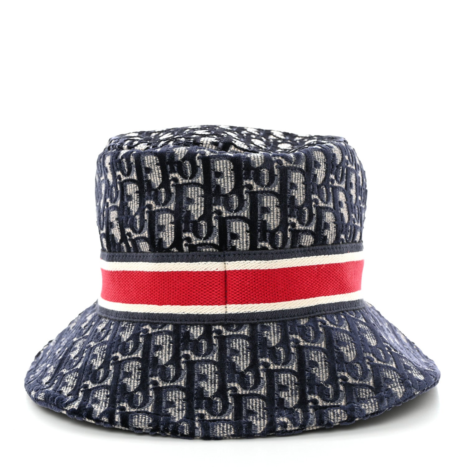 Christian Dior Velvet Oblique Large Brim Bucket Hat 58 Bleu Red 6 of 10