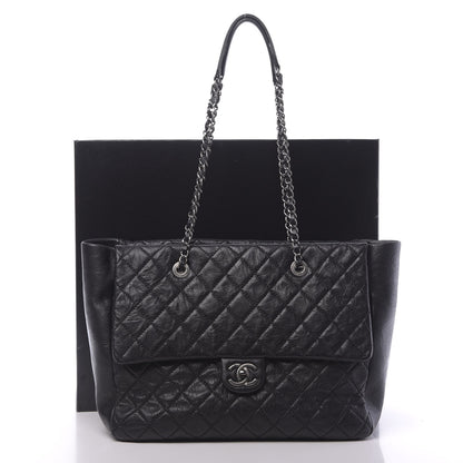 Chanel Crumpled Lambskin Quilted Large Tote Black 14 of 14