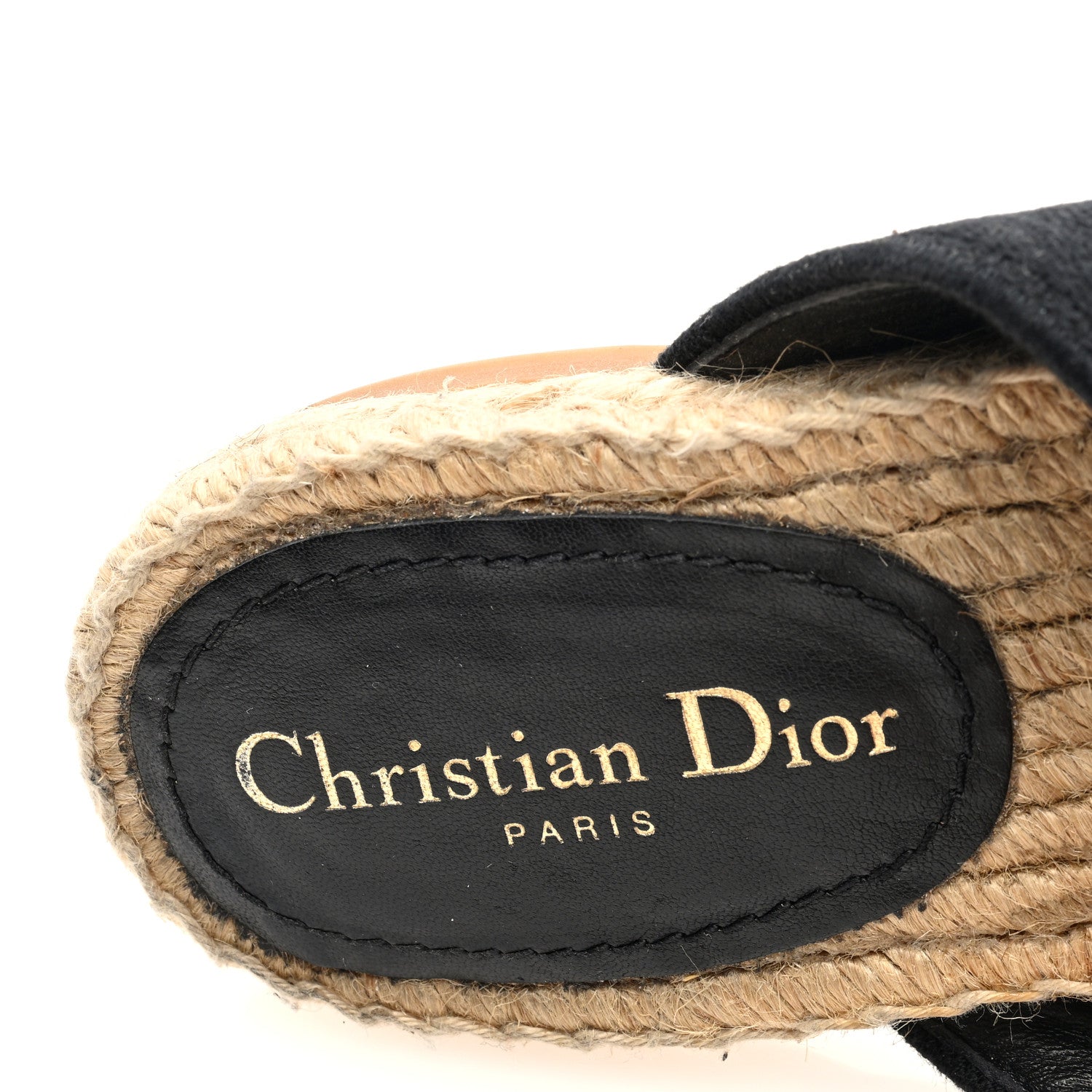Christian Dior Canvas Embroidered Granville Espadrille Crisscross Flat Slide Sandals 38 Black 8 of 8