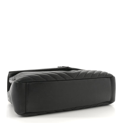 Saint Laurent Sheepskin Matelasse Chevron Monogram Monochrome Large College Satchel Black 4 of 12