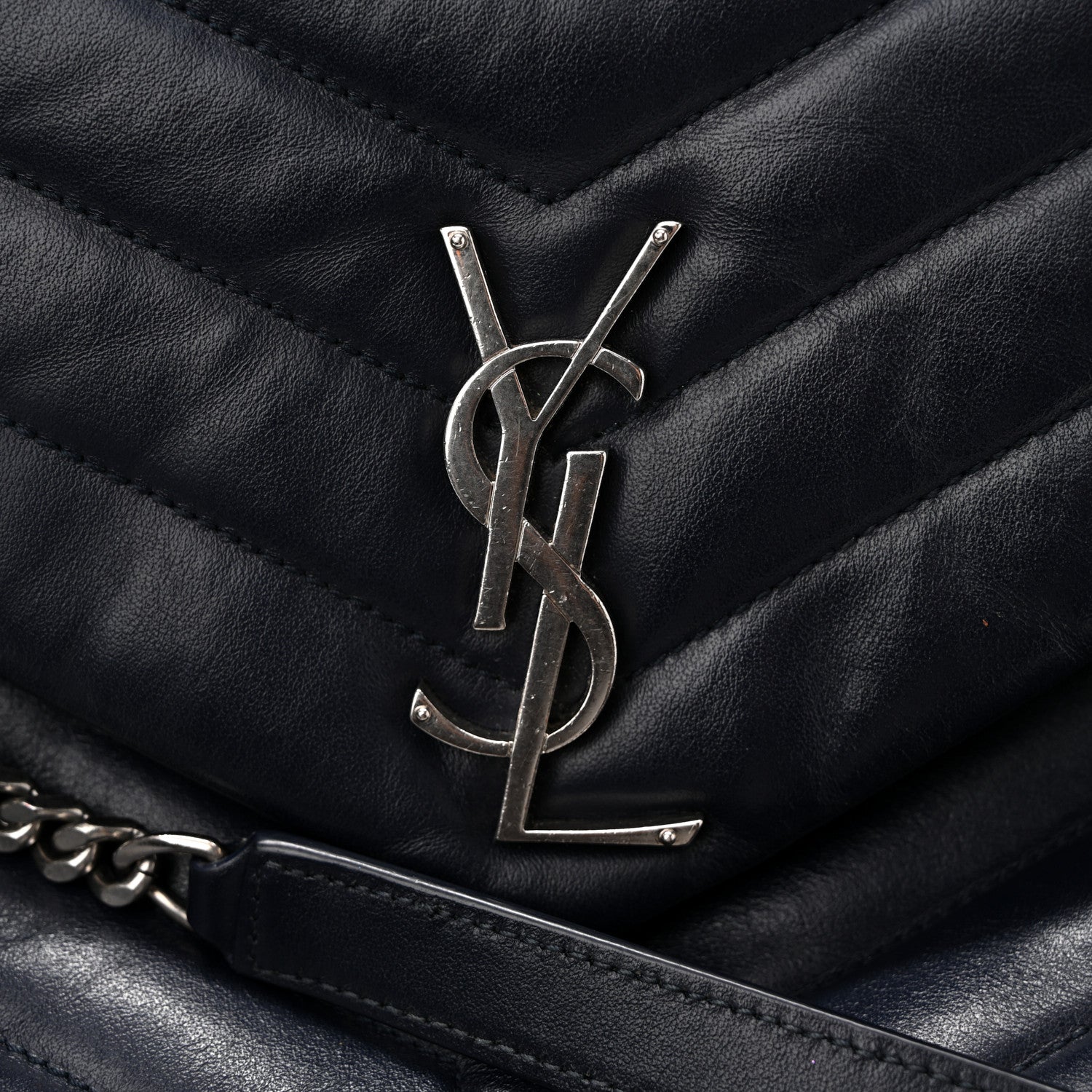 Saint Laurent Calfskin Y Quilted Monogram Medium Loulou Chain Satchel Medium Blue 14 of 14