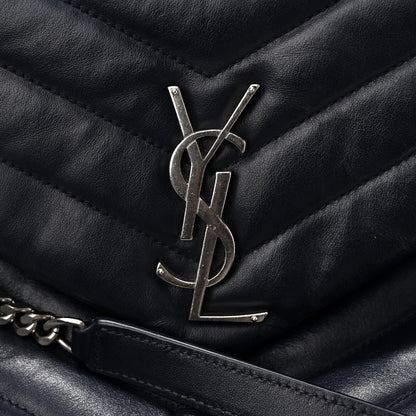 Saint Laurent Calfskin Y Quilted Monogram Medium Loulou Chain Satchel Medium Blue 14 of 14