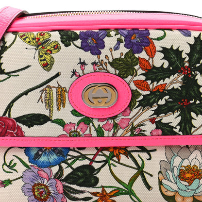 Gucci Canvas Flora Floral Shoulder Bag White Fuchsia Fluo 8 of 10