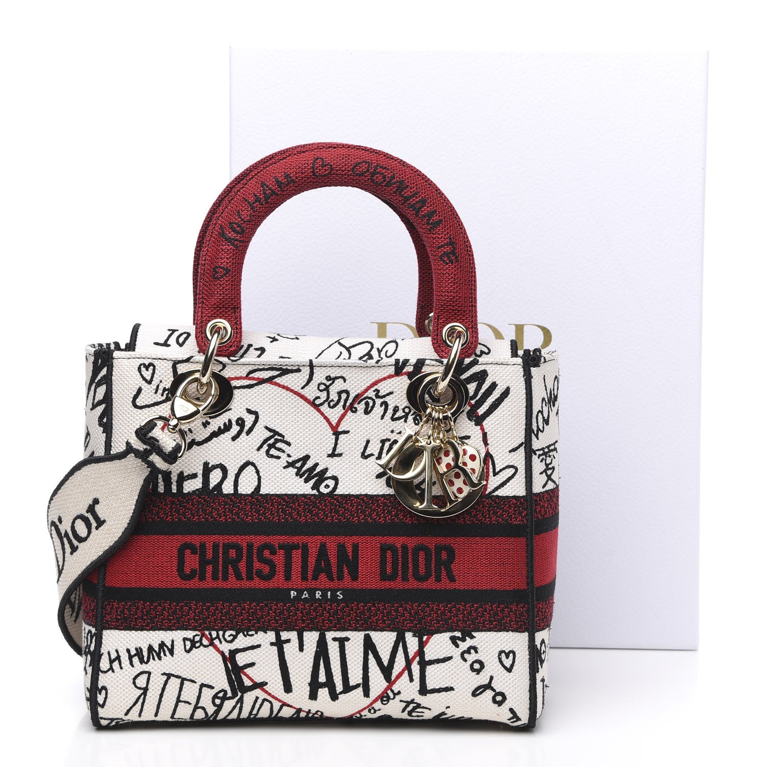 Christian Dior Canvas Medium DiorAmour Graffiti Lady D-Lite Latte 9 of 9