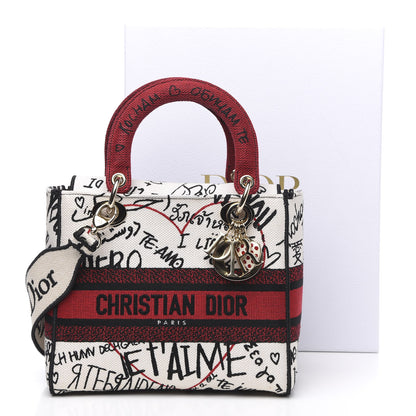 Christian Dior Canvas Medium DiorAmour Graffiti Lady D-Lite Latte 9 of 9