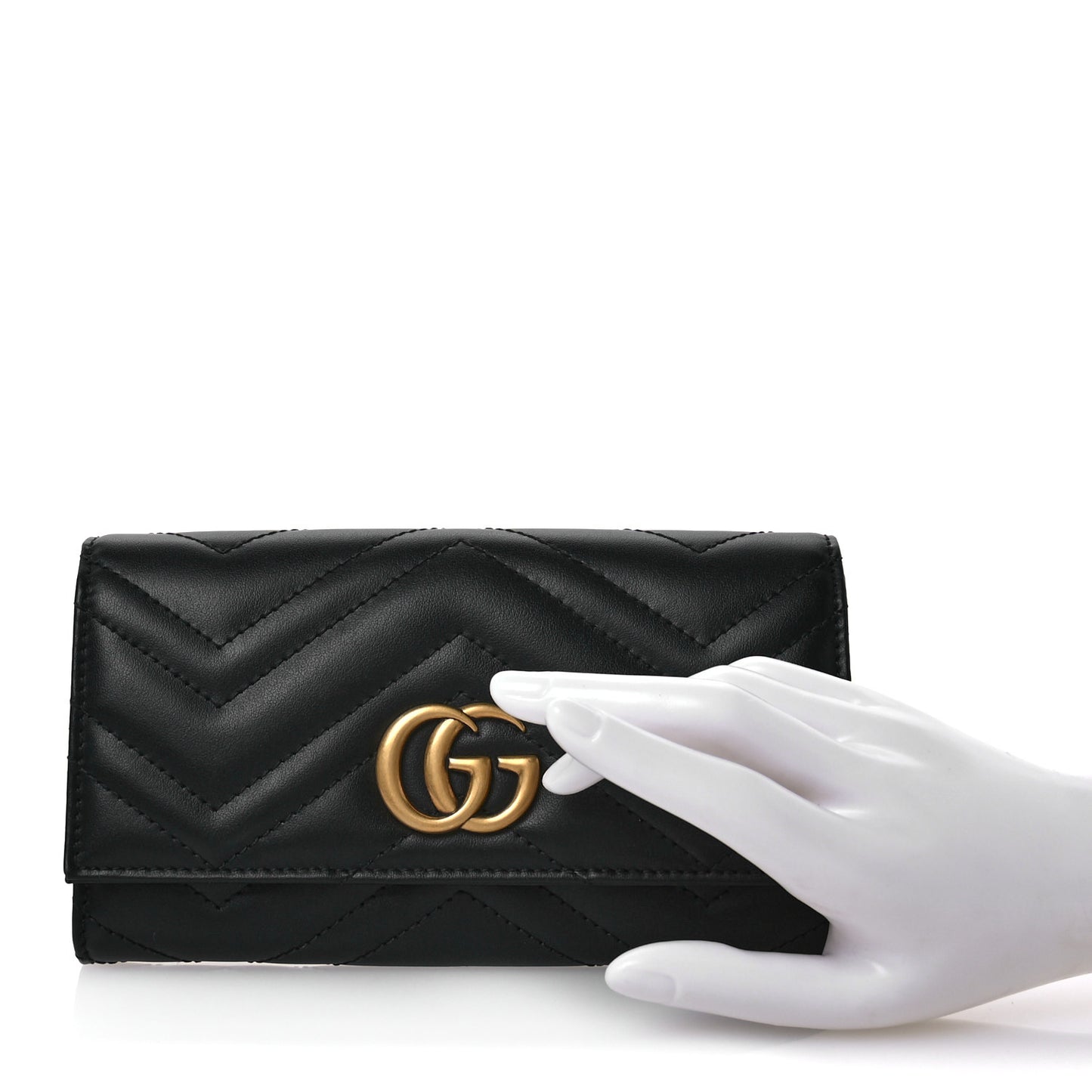 Calfskin Matelasse GG Marmont Continental Wallet Black