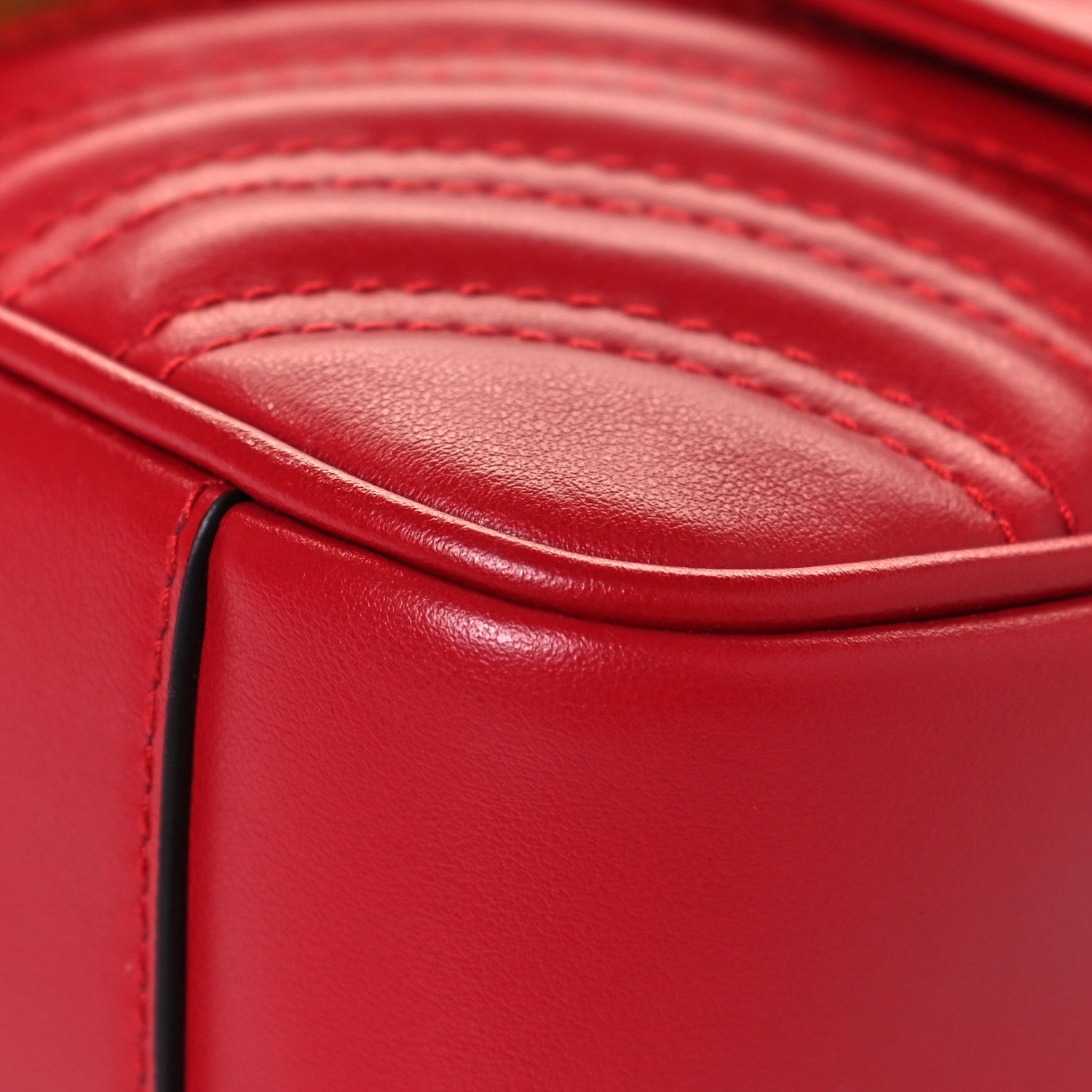 Gucci Calfskin Matelasse Mini GG Marmont Shoulder Bag Hibiscus Red 9 of 13
