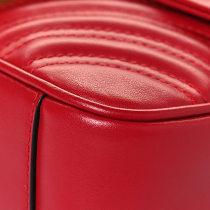 Gucci Calfskin Matelasse Mini GG Marmont Shoulder Bag Hibiscus Red 9 of 13