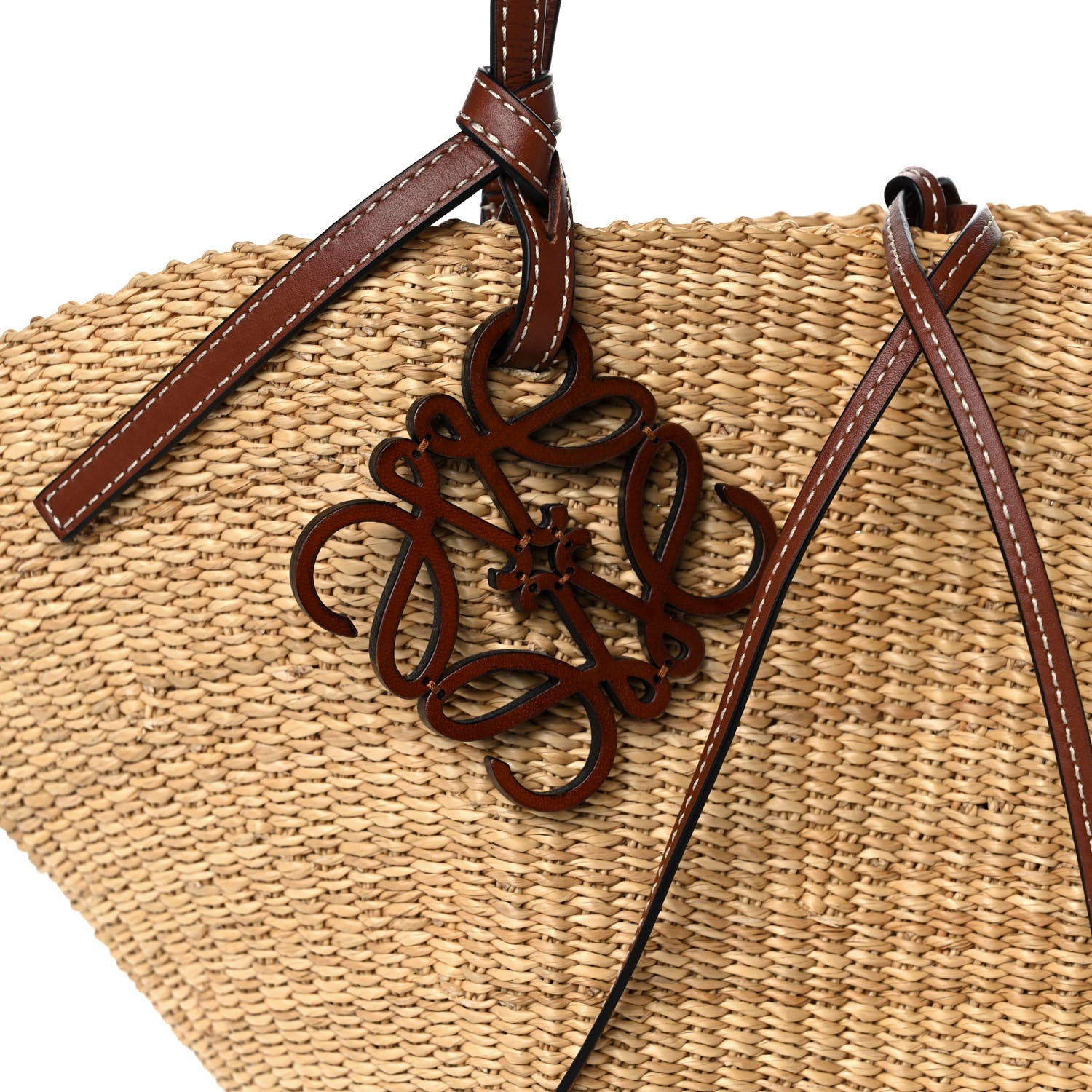 Loewe Calfskin Raffia Paulas Ibiza Small Basket Tote Bag Natural Tan 6 of 8
