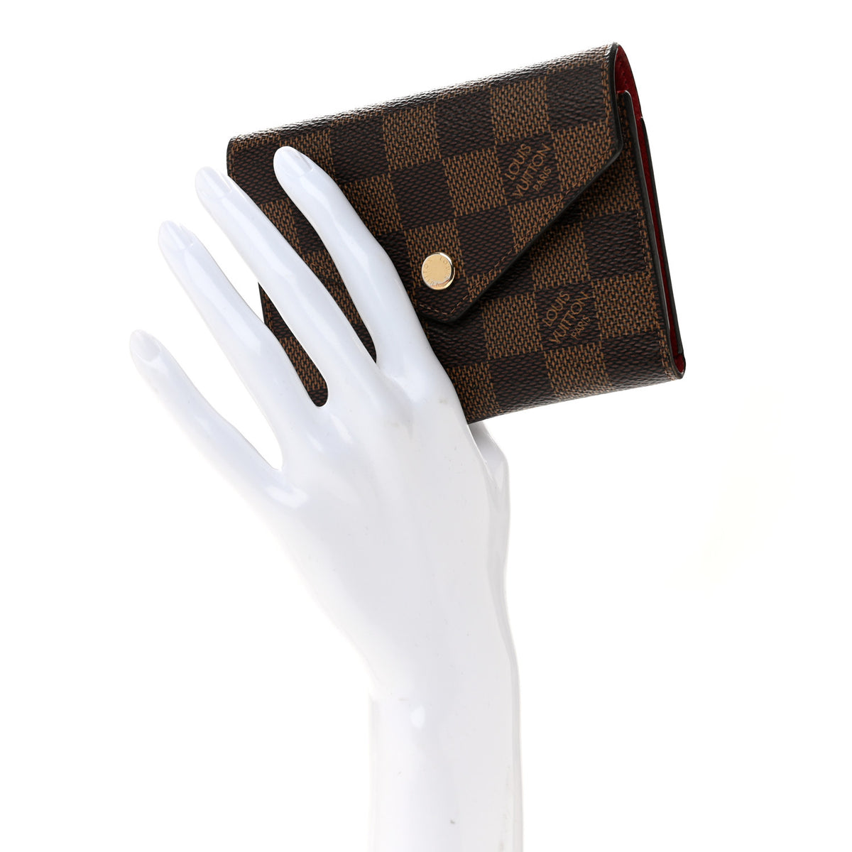 Louis Vuitton Damier Ebene Victorine Wallet Red 2 of 9