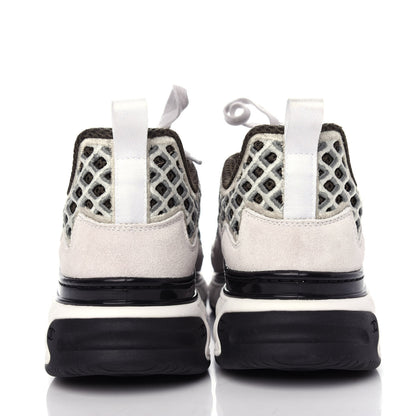 Chanel Suede Calfskin Embroidered CC Sneakers 38 Ecru Light Gray 7 of 11