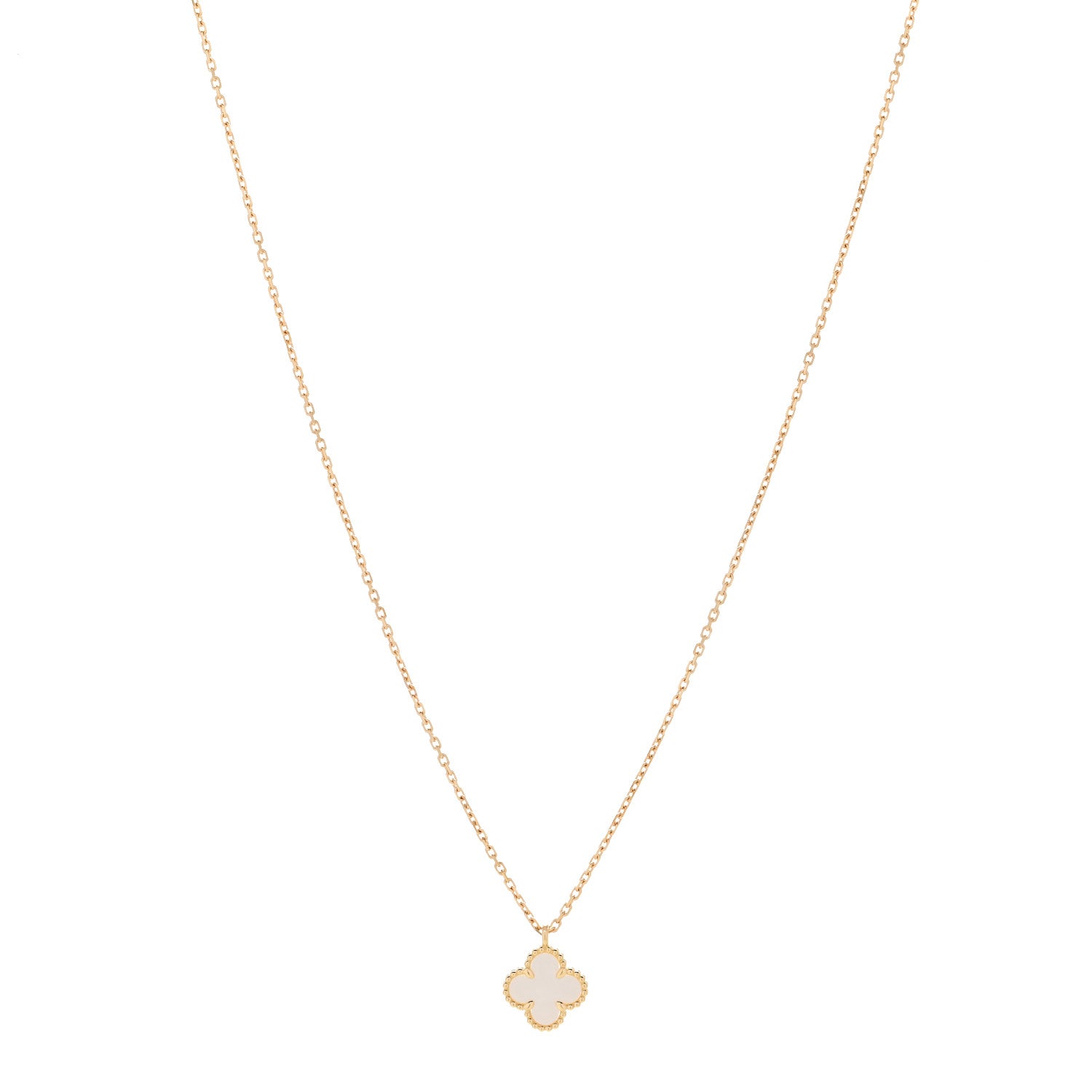 Van Cleef & Arpels 18K Yellow Gold Mother of Pearl Sweet Alhambra Pendant Necklace 1 of 6
