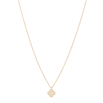 Van Cleef & Arpels 18K Yellow Gold Mother of Pearl Sweet Alhambra Pendant Necklace 1 of 6