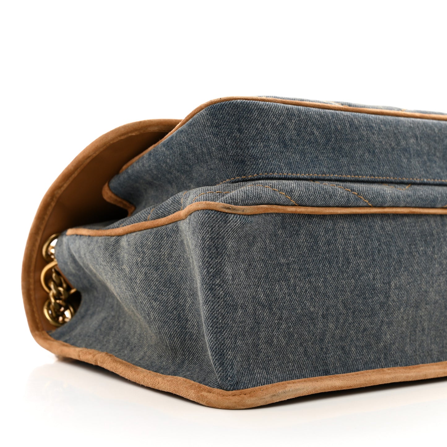 Denim Suede Monogram Medium Niki Chain Satchel Blue Cinnamon