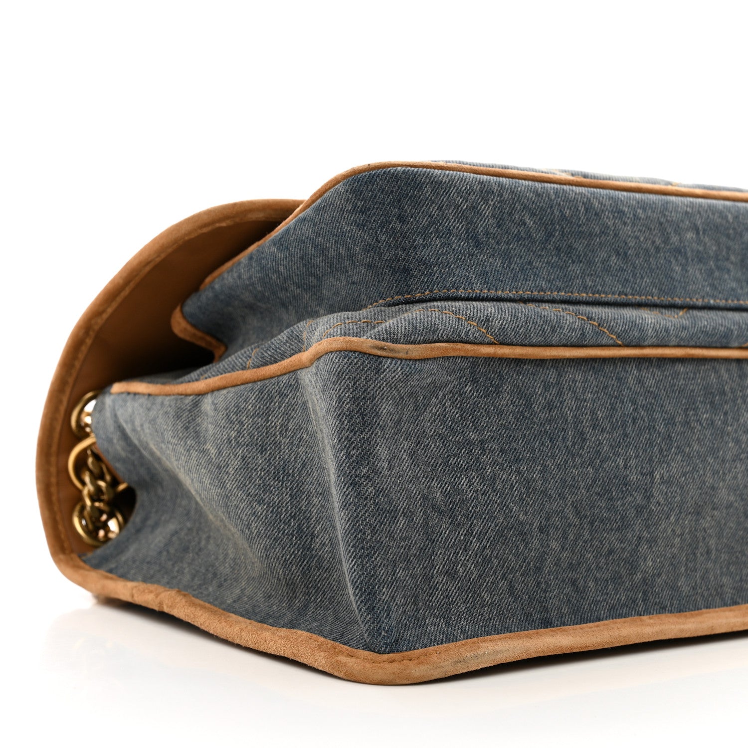 Saint Laurent Denim Suede Monogram Medium Niki Chain Satchel Blue Cinnamon 9 of 10