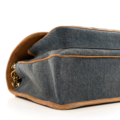 Saint Laurent Denim Suede Monogram Medium Niki Chain Satchel Blue Cinnamon 9 of 10