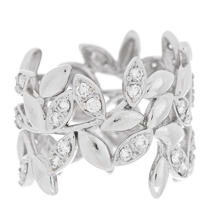 Tiffany 18K White Gold Diamond Paloma Picasso Olive Leaf Band Ring 49 5 3 of 4