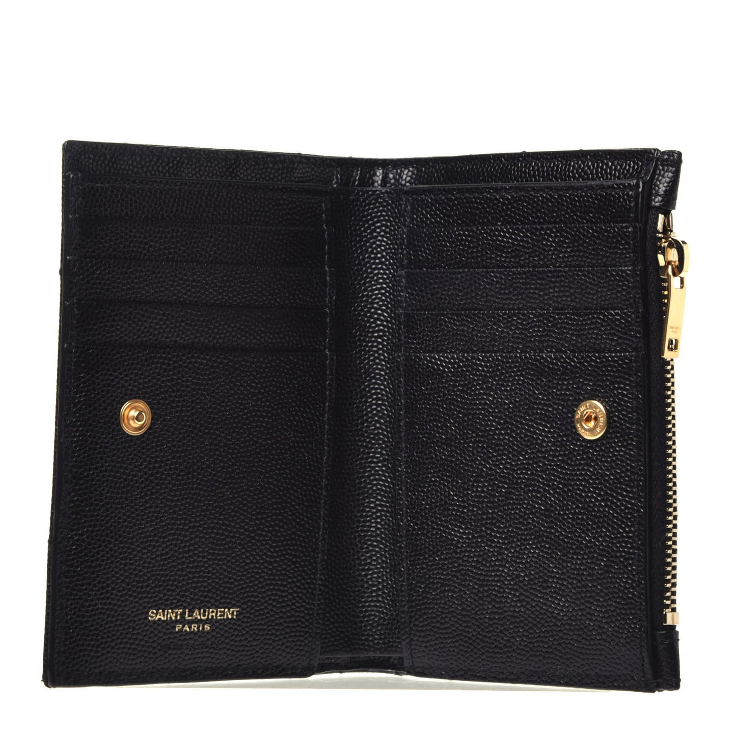 Grain De Poudre Matelasse Chevron Monogram Zipped Two-Part Wallet Black