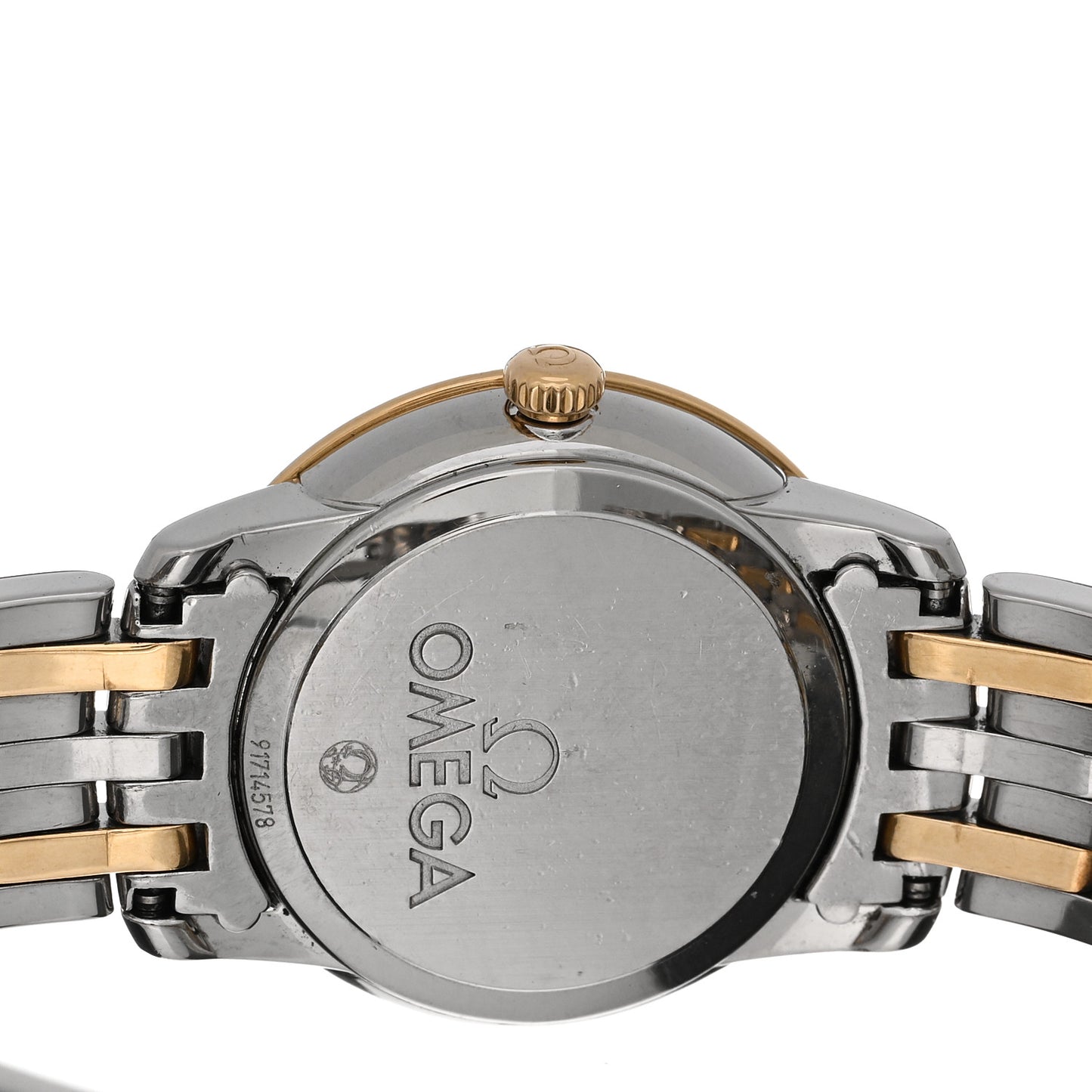 Stainless Steel 18K Yellow Gold Diamond Mother of Pearl 24mm De Ville Prestige Quartz Watch 424.20.24.60.55.001