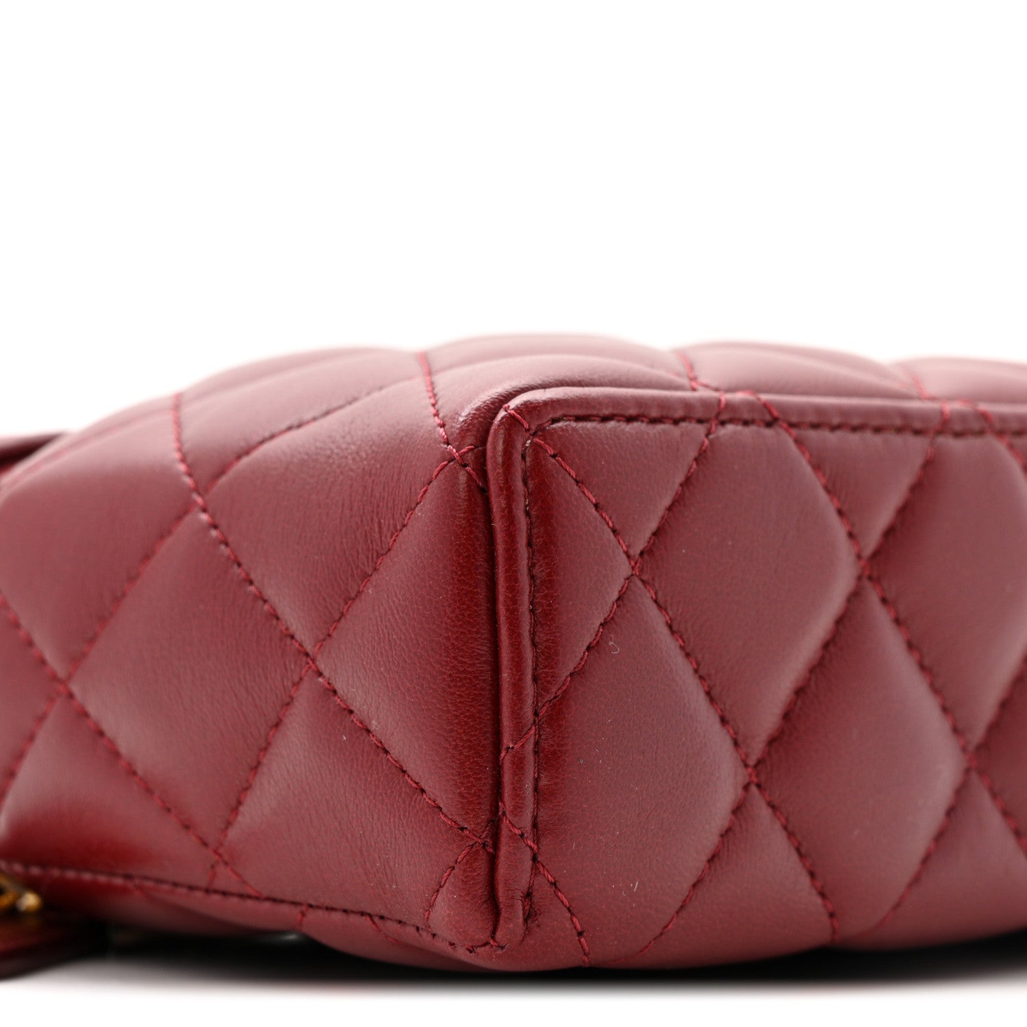 Chanel Lambskin Quilted Top Handle Slim Vanity With Chain Burgundy 9 of 13