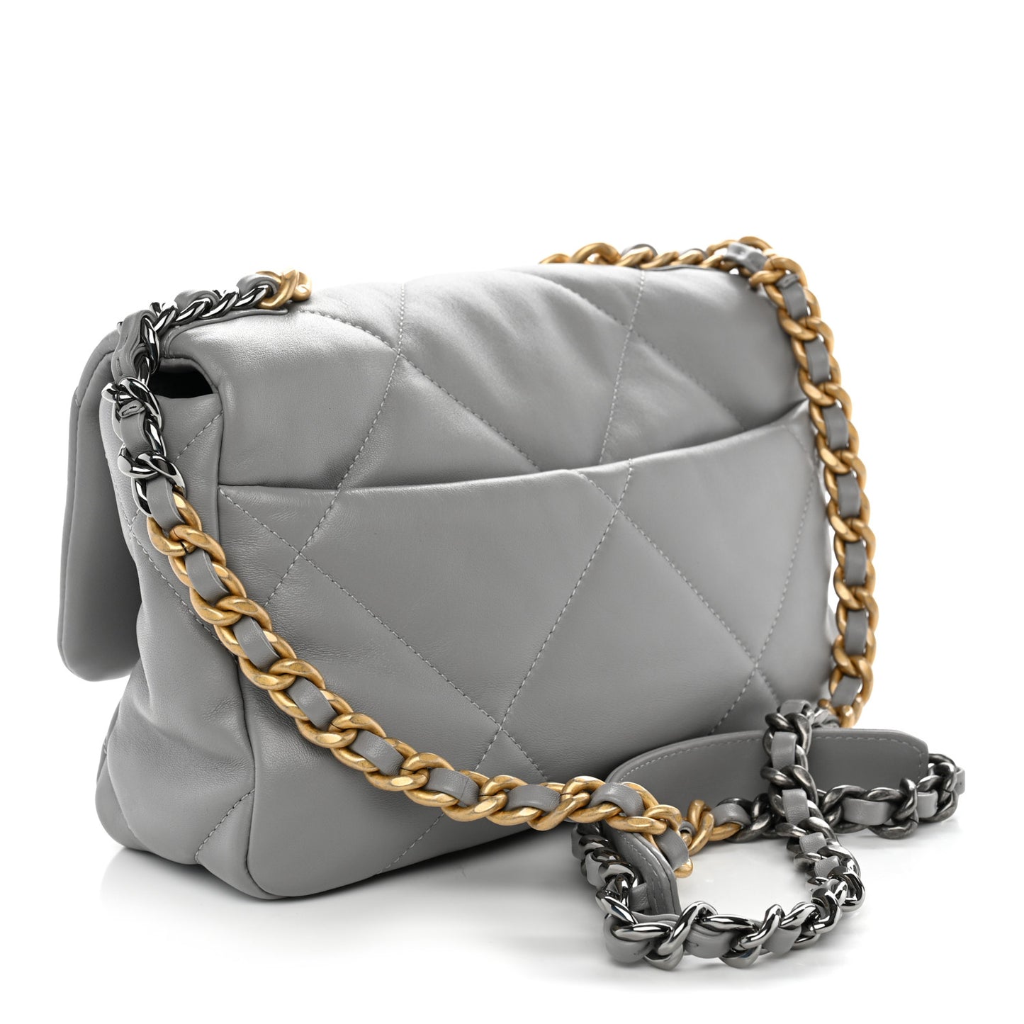 Lambskin Quilted Medium Chanel 19 Flap Grey