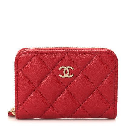 Chanel Caviar Quilted Zip Coin Purse Red 1 of 8