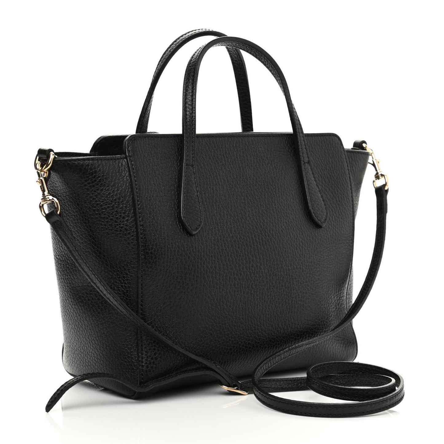 Dollar Calfskin Mini Swing Top Handle Bag Black