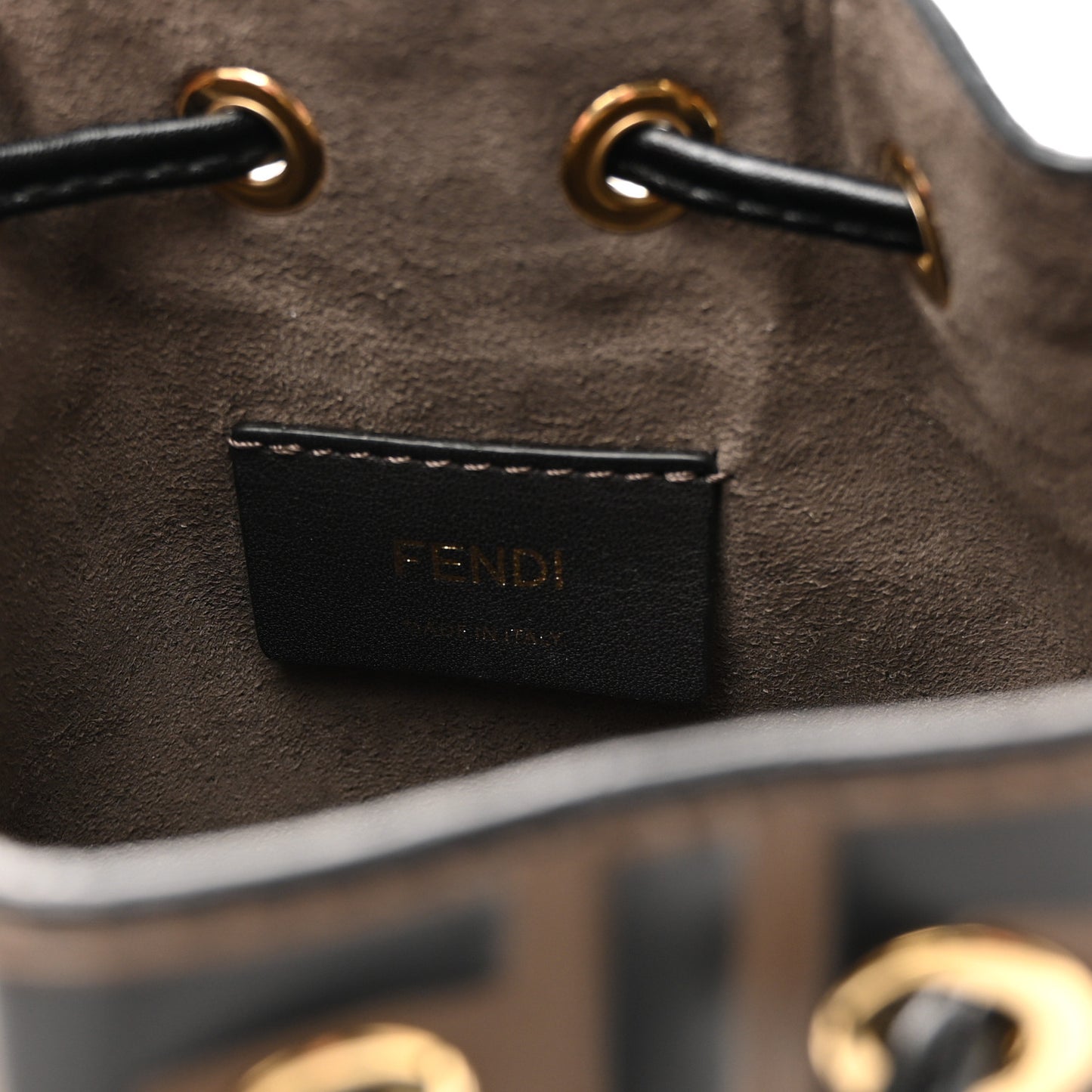 Vitello Liberty F is Fendi Bi-Color FF 1974 Embossed Mini Mon Tresor Bucket Bag Maya Black