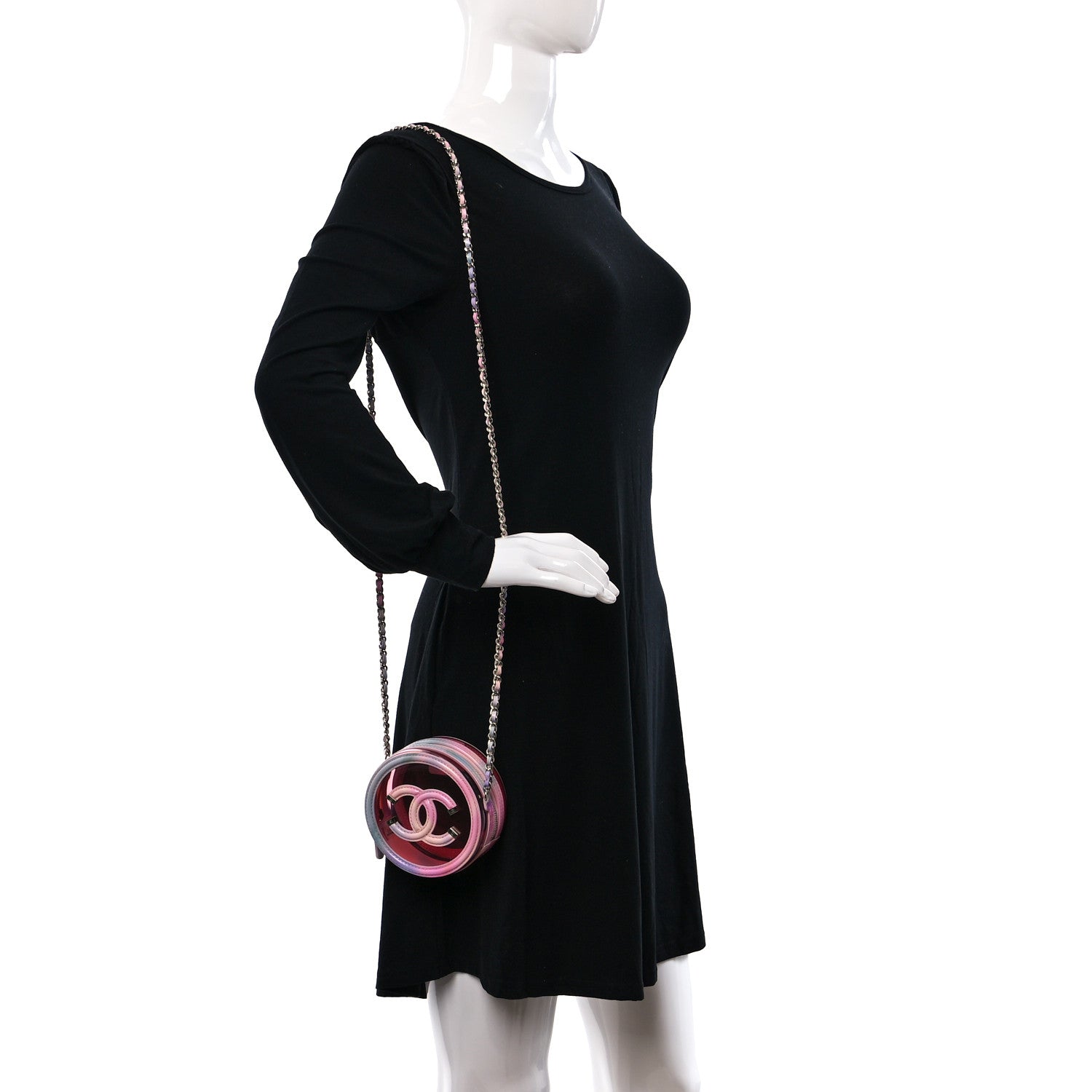Chanel PVC Lambskin Filigree Round Clutch With Chain Pink 2 of 10