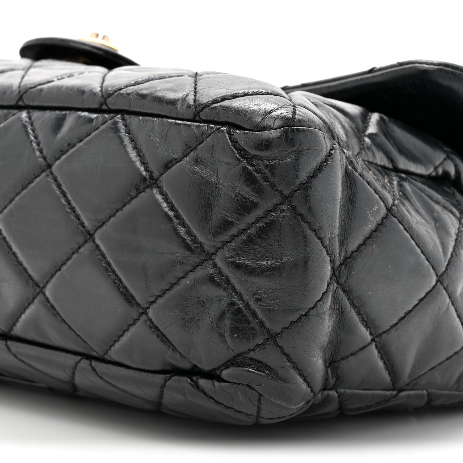 Chanel Glazed Calfskin Castle Rock Large Flap Black Burgundy 9 of 15