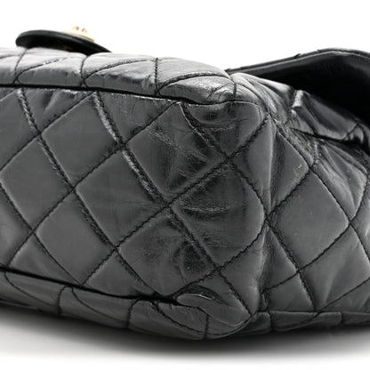 Chanel Glazed Calfskin Castle Rock Large Flap Black Burgundy 9 of 15