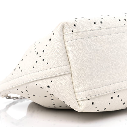Chanel Caviar Perforated Drawstring CC Bag White 9 of 11