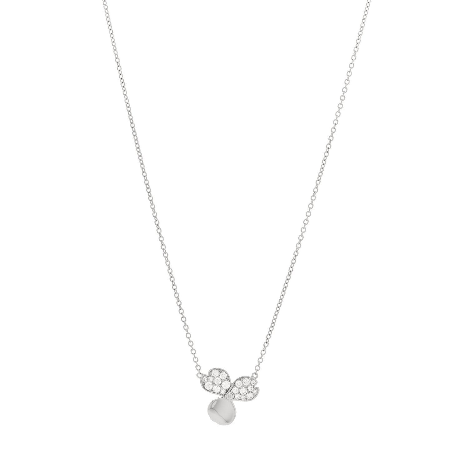 Platinum Diamond .17ctw Small Paper Flowers Pendant Necklace