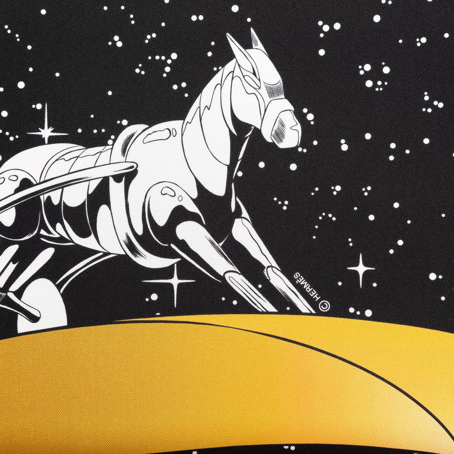 Silk Space Derby Scarf 90 Black White Gold