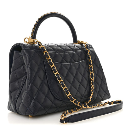 Chanel Caviar Quilted Small Coco Chain Handle Flap Navy Blue 3 of 10