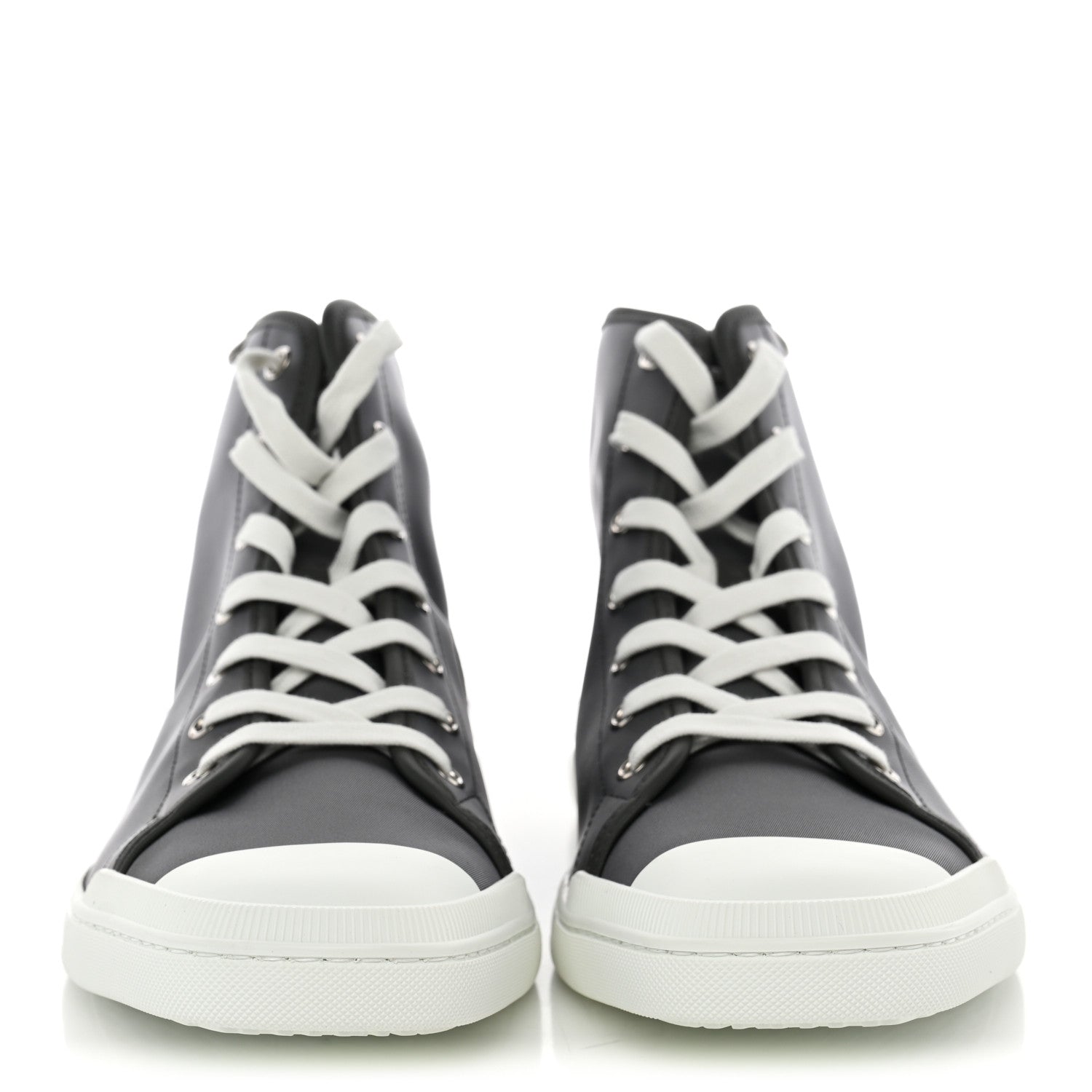 Hermes Nylon Mens Express High Top Sneaker 44 Gris Meyer White 3 of 10