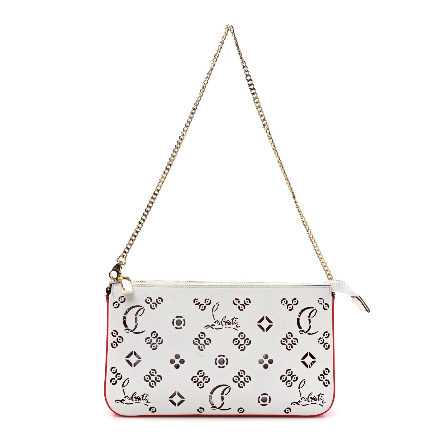 Christian Louboutin Calfskin Empire Loubinthesky Loubila Chain Clutch Bianco Loubi 1 of 13
