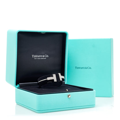 Tiffany 18K White Gold Diamond Tiffany T Wide Wire Bracelet 4 of 4