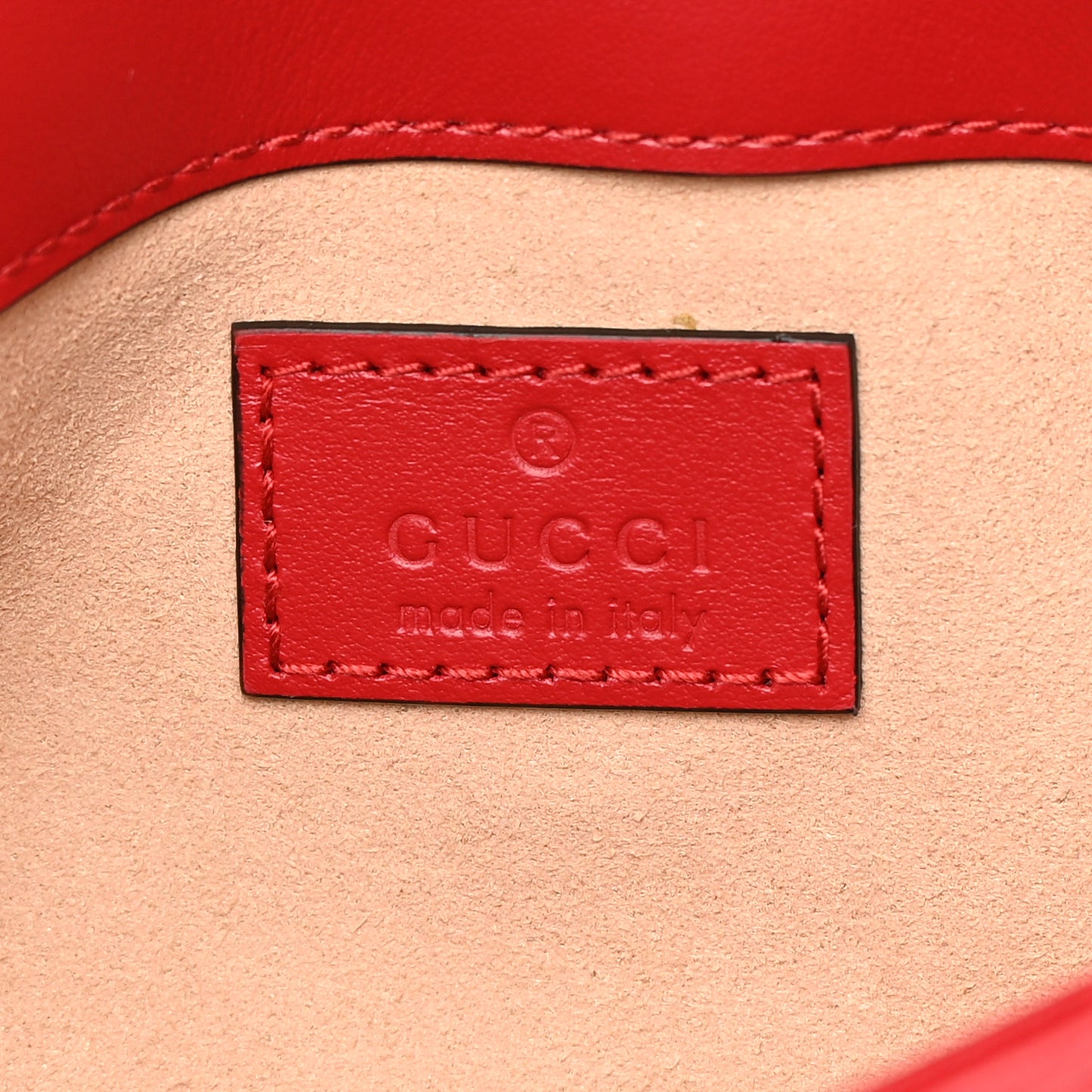Calfskin Matelasse Super Mini GG Marmont Shoulder Bag Hibiscus Red