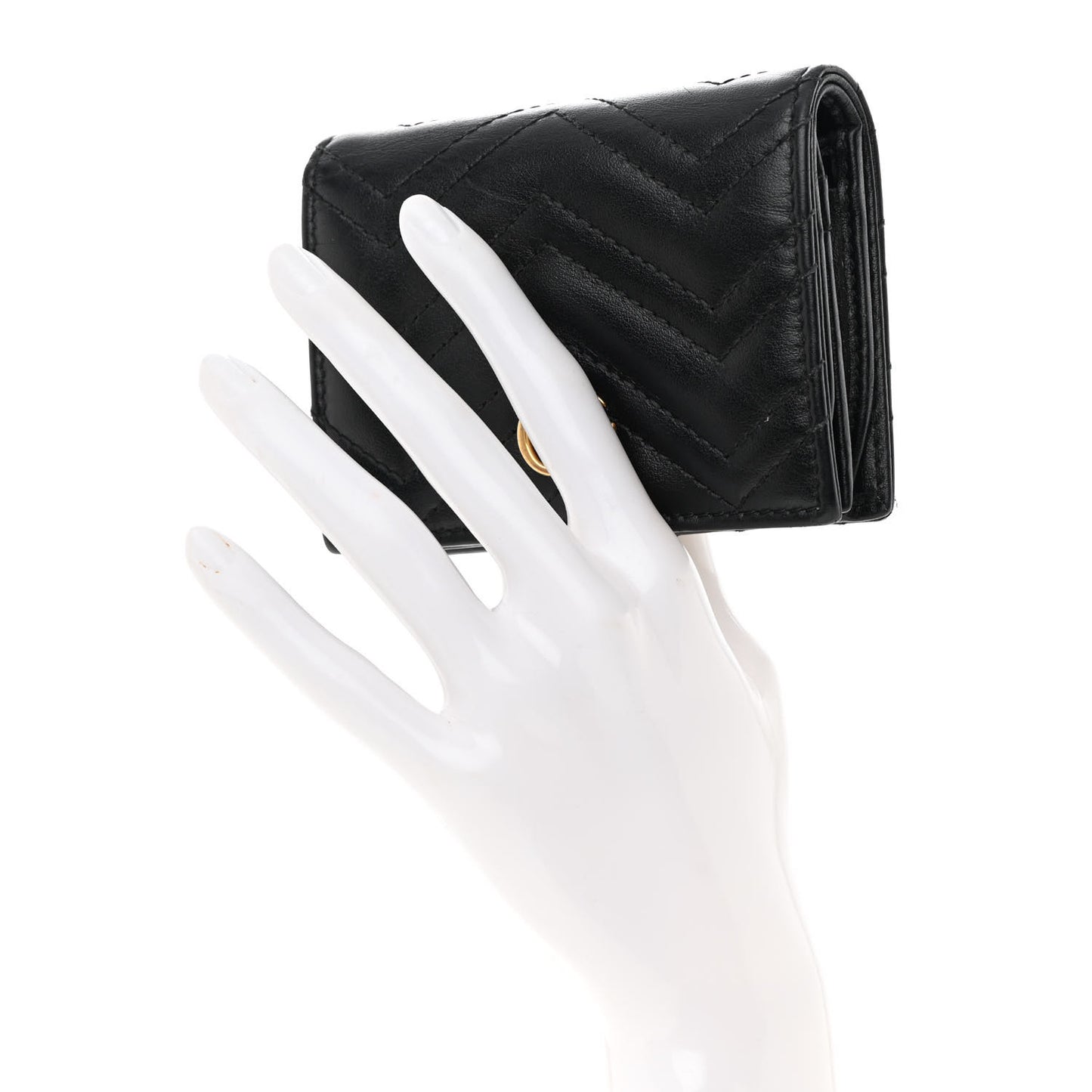 Calfskin Matelasse GG Marmont Card Case Wallet Black