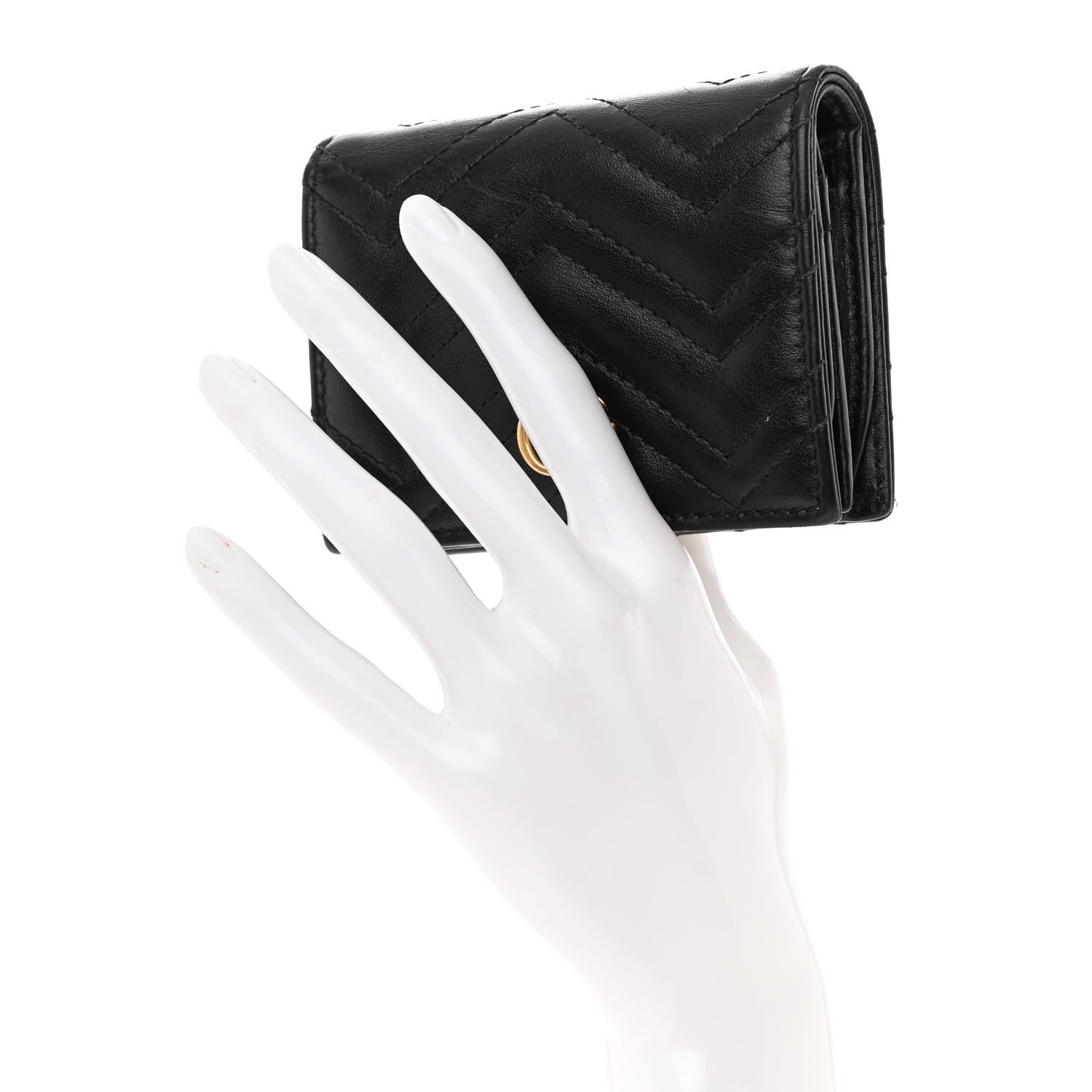 Gucci Calfskin Matelasse GG Marmont Card Case Wallet Black 2 of 14