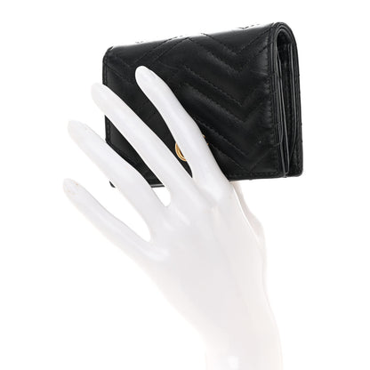 Gucci Calfskin Matelasse GG Marmont Card Case Wallet Black 2 of 14