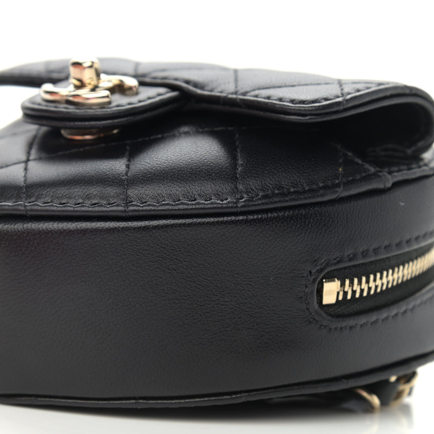 Chanel Lambskin Quilted CC In Love Heart Waist Belt Bag With Chain Black 10 of 11