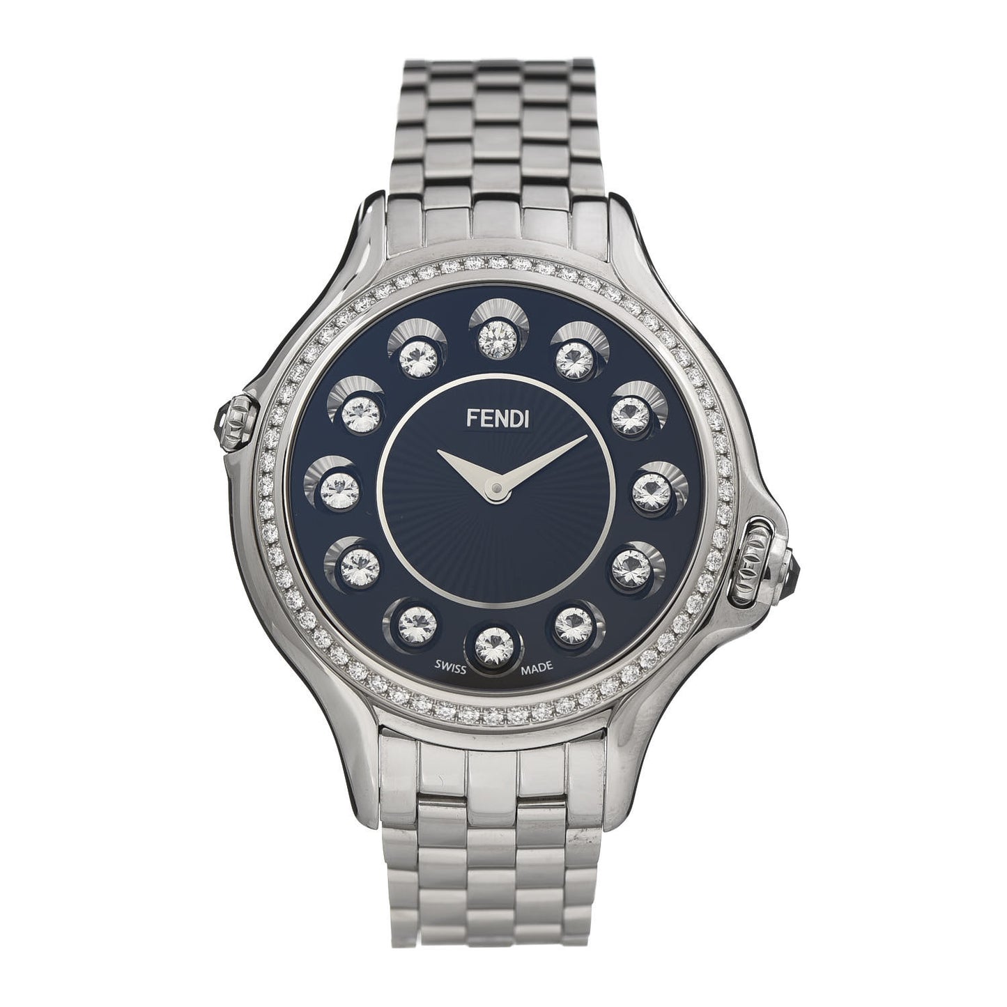 Stainless Steel Diamond Bezel Topaz 38mm Crazy Carats Quartz Watch Black