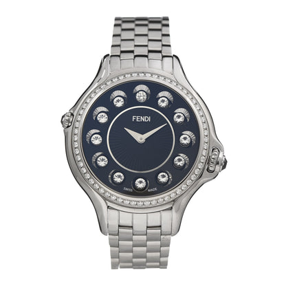 Fendi Stainless Steel Diamond Bezel Topaz 38mm Crazy Carats Quartz Watch Black 4 of 10